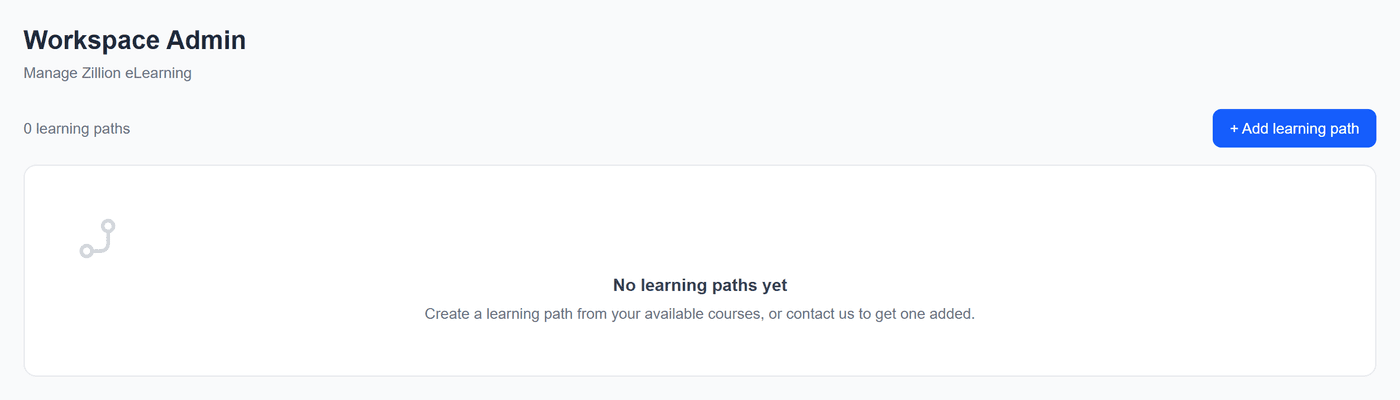 Learning paths in ZillionLMS, with courses sequenced in order