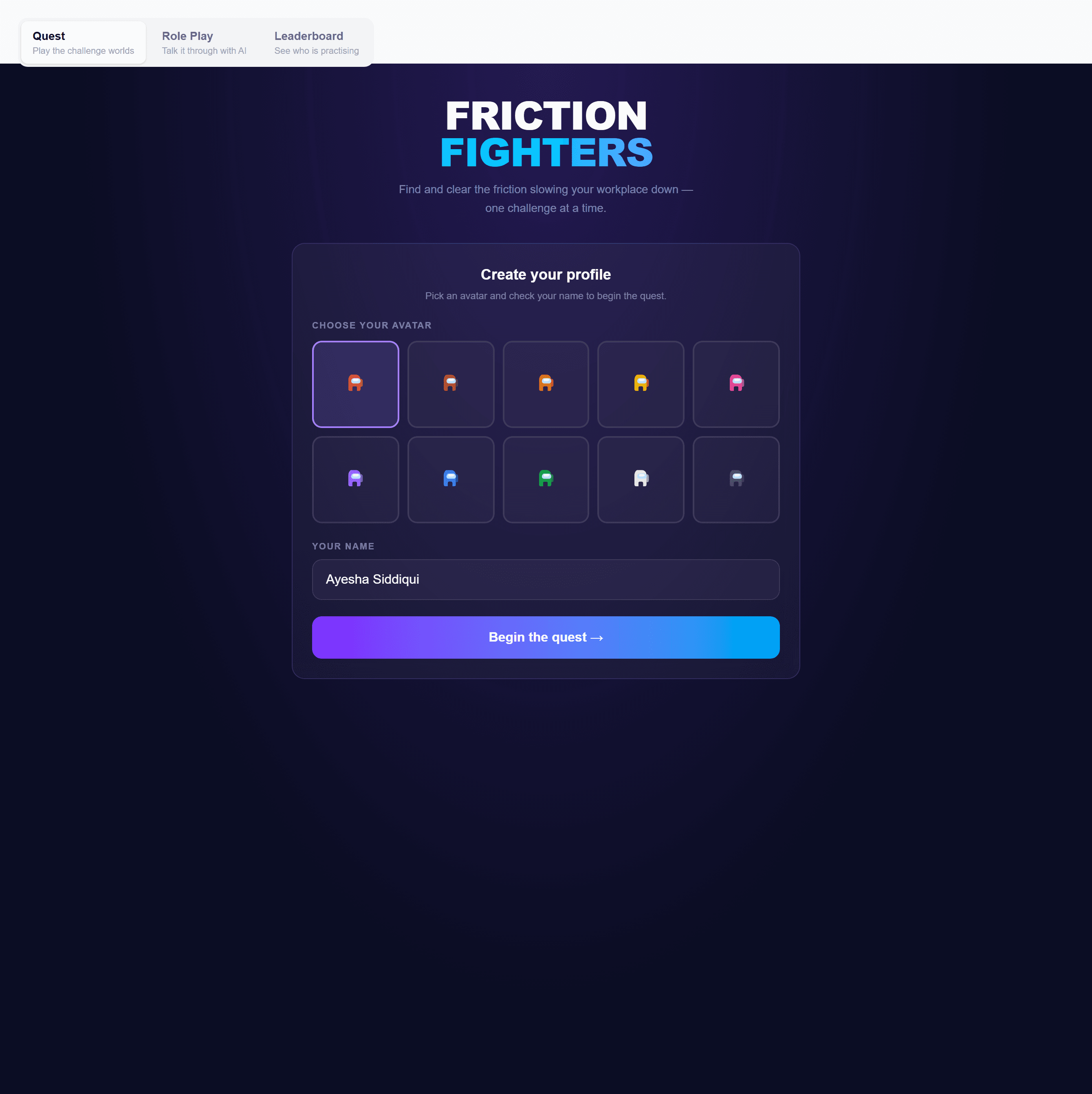 Friction Fighters, the gamified practice mode in the ZillionLMS Learning Playground